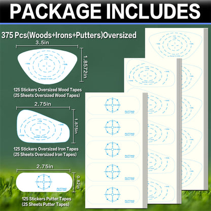 375 Pcs Golf Club Impact Tape Labels Recorder