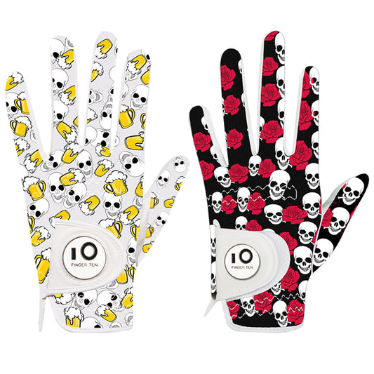 1 Pack Men Golf Skull Gloves With Ball Marker