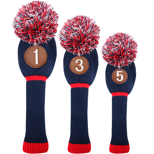 Pom Golf Head Covers Driver Fairway Hybrid Wood 3Pack