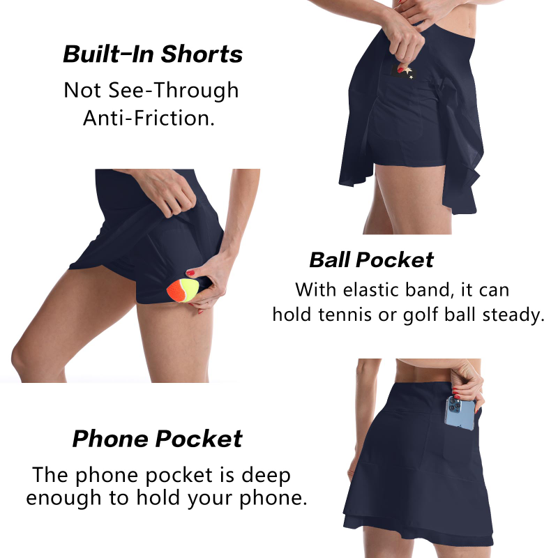 Golf Women s Tennis Skirts Athletic with Pockets White Finger